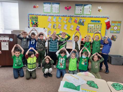 Second grade dresses up for Grinch Day
