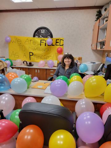 balloon filled office