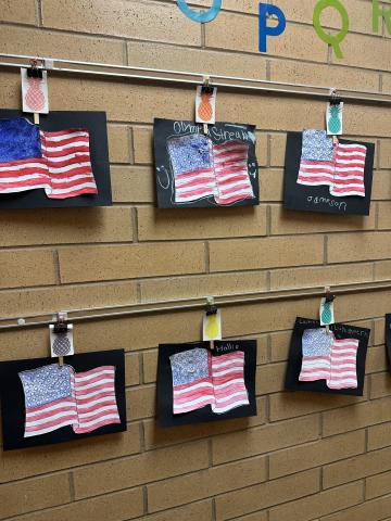 paper flags created by students 
