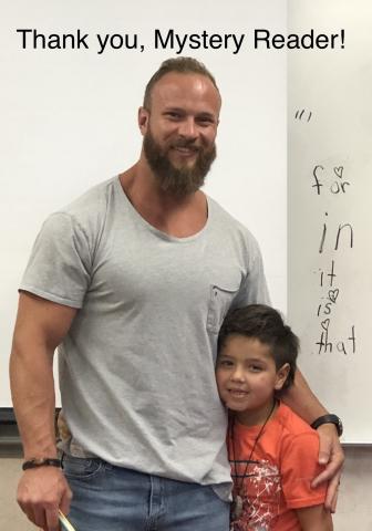 Mystery Reader with his son