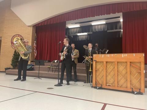 Jazz band members sharing their talents