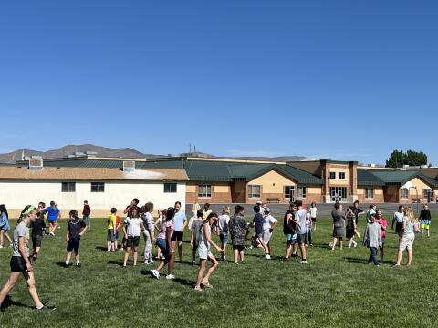 5th graders playing kickball