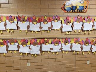 Turkey pictures and writing made by Mrs. Jarvis's 3rd graders