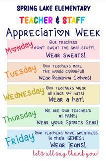 Daily Themes for Teacher Appreciation Week