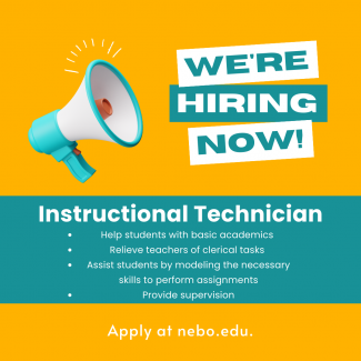 We're hiring instructional technicians. Apply at nebo.edu. 